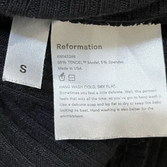 Reformation Collared Ribbed Spencer Top Size S Black Cropped Retro Button Front - Picture 6 of 6